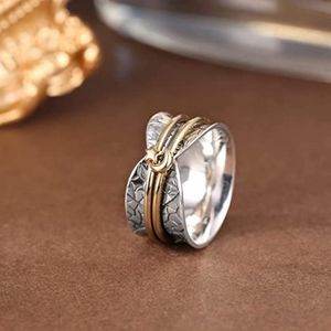 LEXLUNE Fidget Ring Real 925 Sterling Silver Spinner Anxiety Ring for Women
